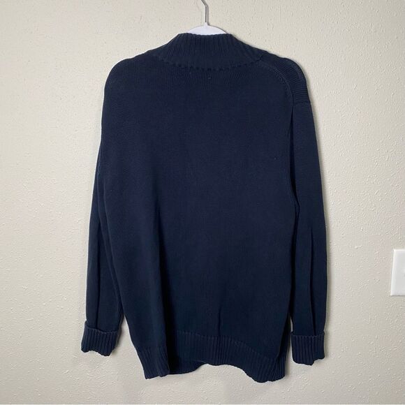 Vintage L.L Bean 100% Cotton Zip Front Navy Blue Knit Cardigan Sweater Men's Lrg - Picture 7 of 14